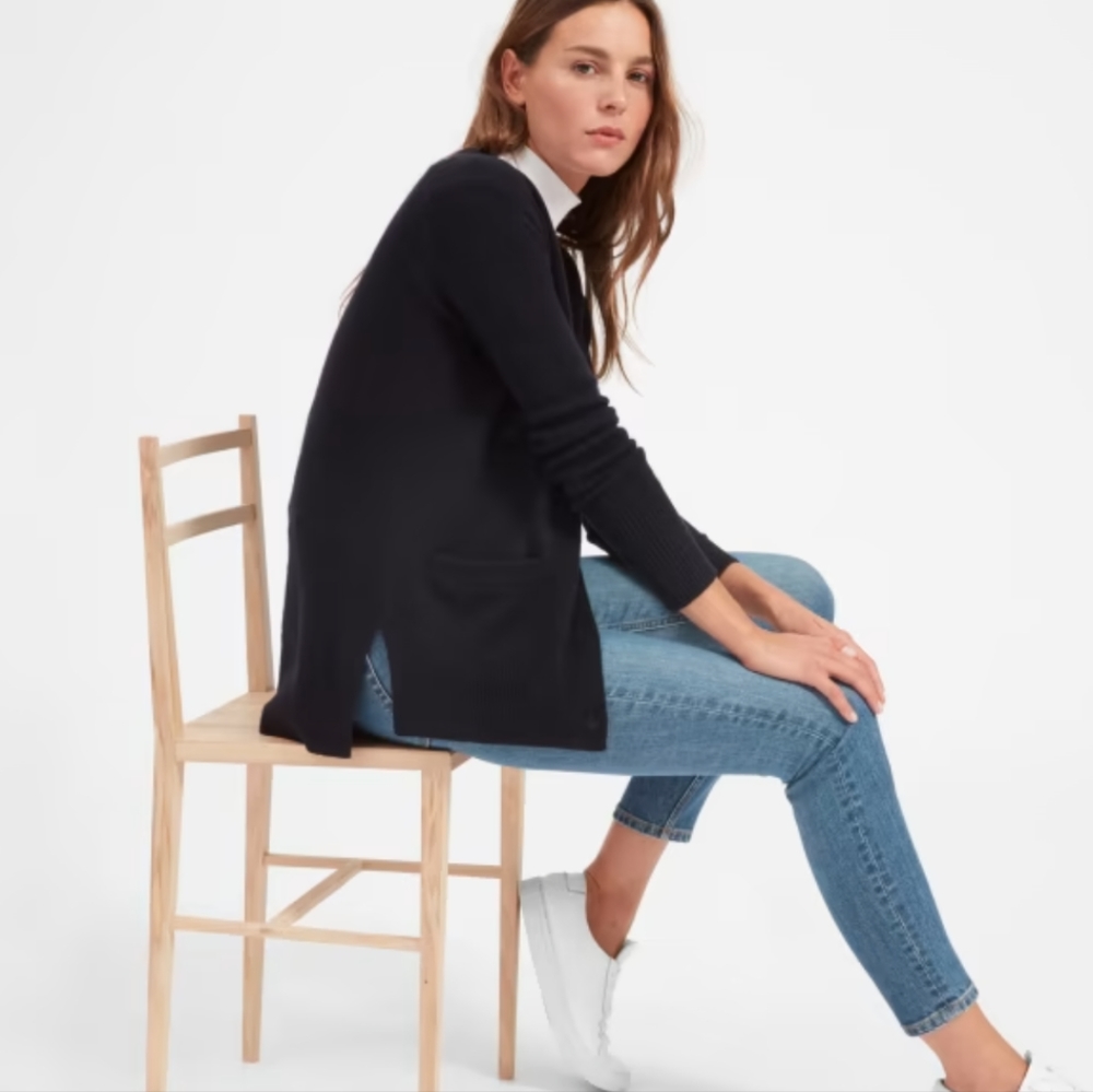 Everlane‎ Cardigan Sweater Black Cashmere Boyfriend